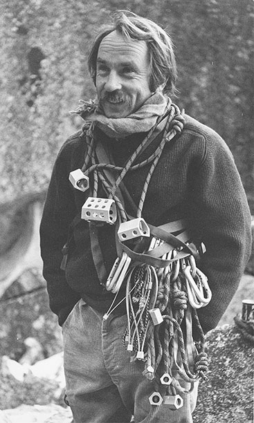 The “natural man” with his rack of Hexentrics and Stopper clean climbing shocks Yosemite circa 1972 Photos Courtesy Patagonia Archives