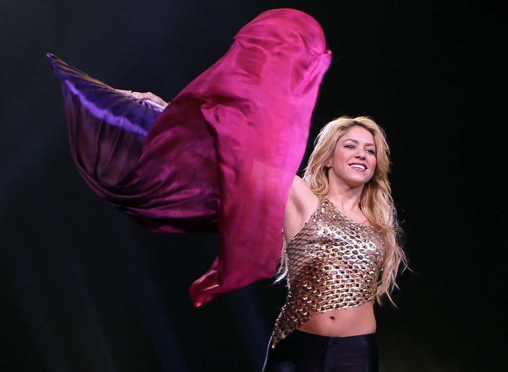 Colombia's singer Shakira performs on st